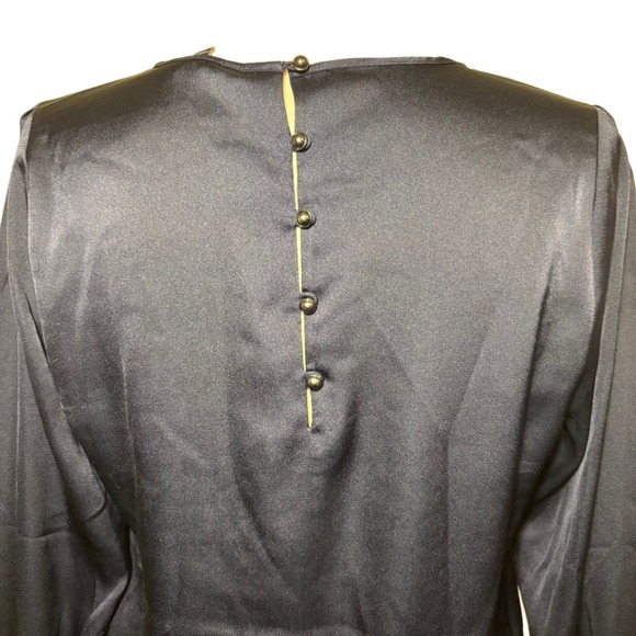 Banana Republic Navy Satin Blouse | Long Sleeve | Dressy Night-Out Top Size S - Picture 5 of 6